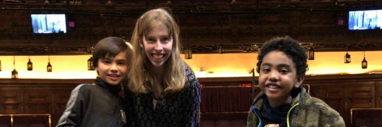 What Disability Inclusion on Broadway Means to Me as an Actress With Cerebral Palsy Emily meeting Sebastian and Jai, stars of "A Christmas Carol" on Broadway in 2019.