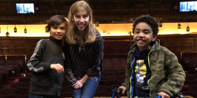 What Disability Inclusion on Broadway Means to Me as an Actress With Cerebral Palsy Emily meeting Sebastian and Jai, stars of "A Christmas Carol" on Broadway in 2019.