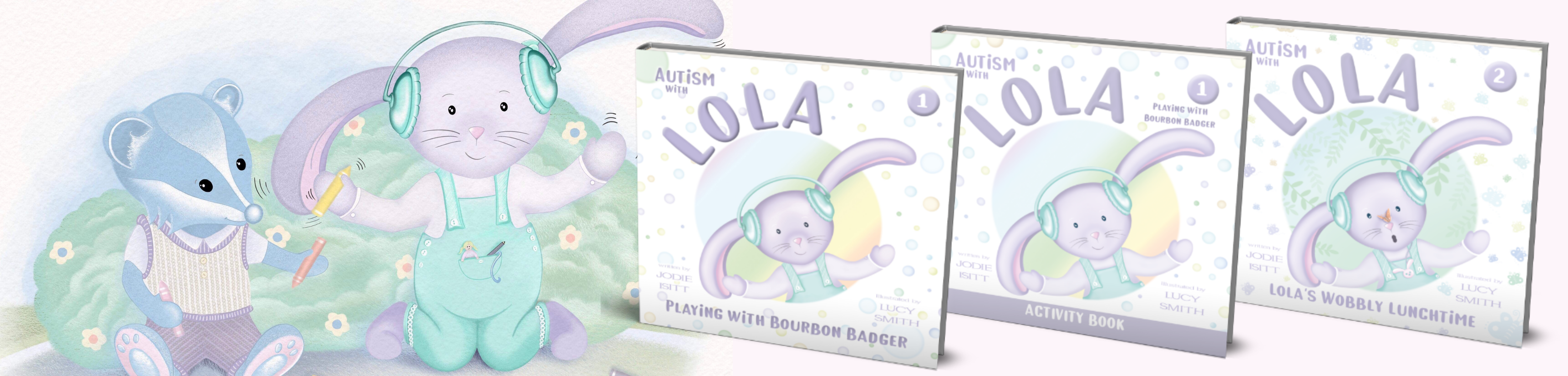 Covers of the "Autism With Lola" book series.