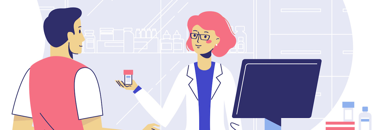 New York State Governor Vetoes Bill Regulating PBMs Pharmacist with customer in pharmacy - illustration