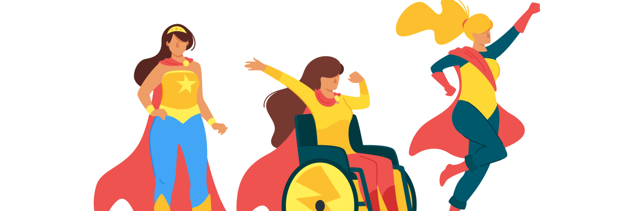 Changing Society by Changing Disability Literature Superhero women including one in a wheelchair.
