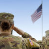American Soldiers Saluting US Flag