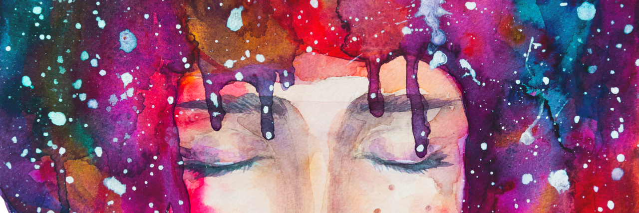 Living With Fibromyalgia: Feeling Ashamed of What You Can't Do Conceptual drawing of a beautiful sleeping girl with a cosmic hair with stars