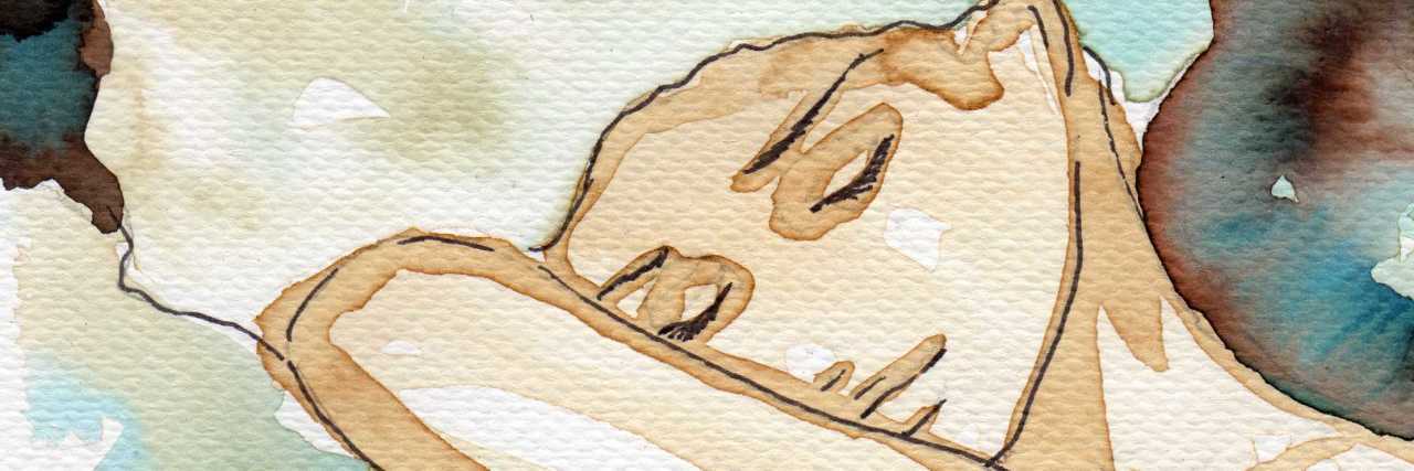 Feeling Guilty for Putting Yourself First When You're Sick watercolor portrait of a woman.