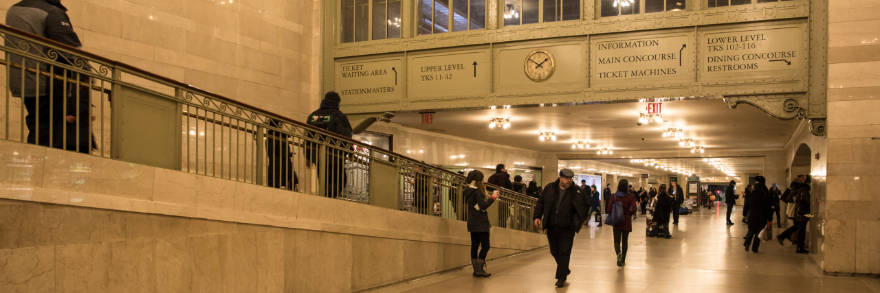 The History of the Wheelchair Ramp New York City, New York, USA - February 21, 2015: View inside historic Grand Central Station in midtown Manhattan with people visible. This NY landmark opened in 1913.