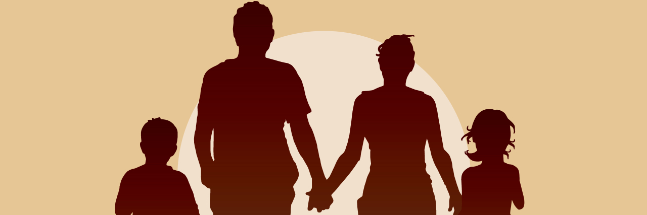 When People Ask If I Had a Prenatal Down Syndrome Diagnosis Family sillhouette at sunset.