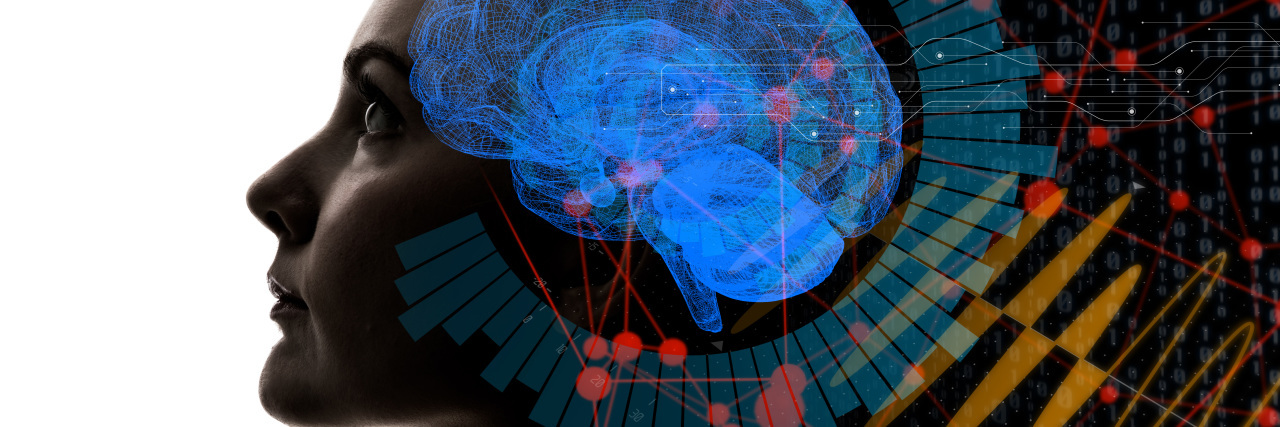 How Transcranial Magnetic Stimulation Works and What You Should Know sideways shot of woman's head with illustration inside of brain and neural pathways