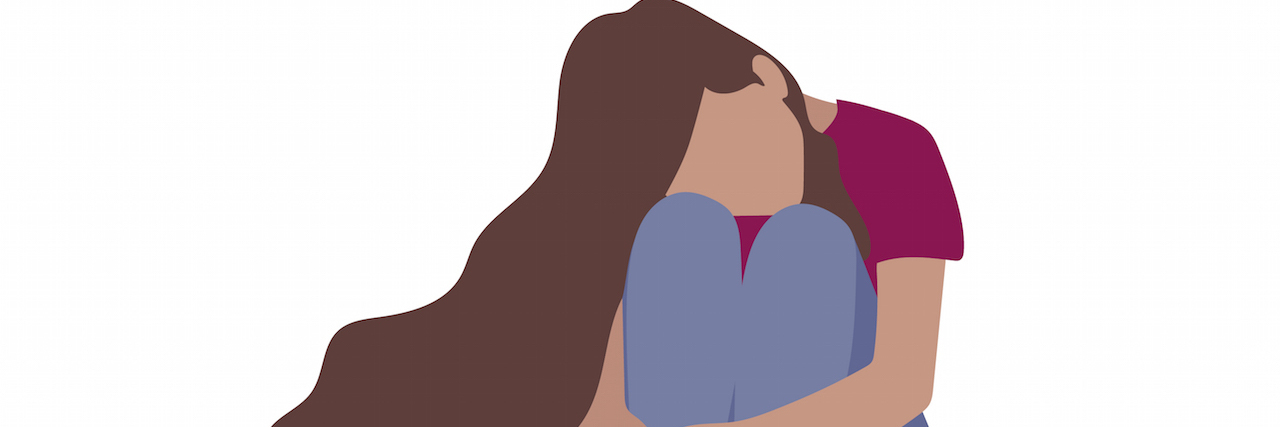 Telling the Truth About a Depression Diagnosis Illustration of sad woman sitting alone on the floor.