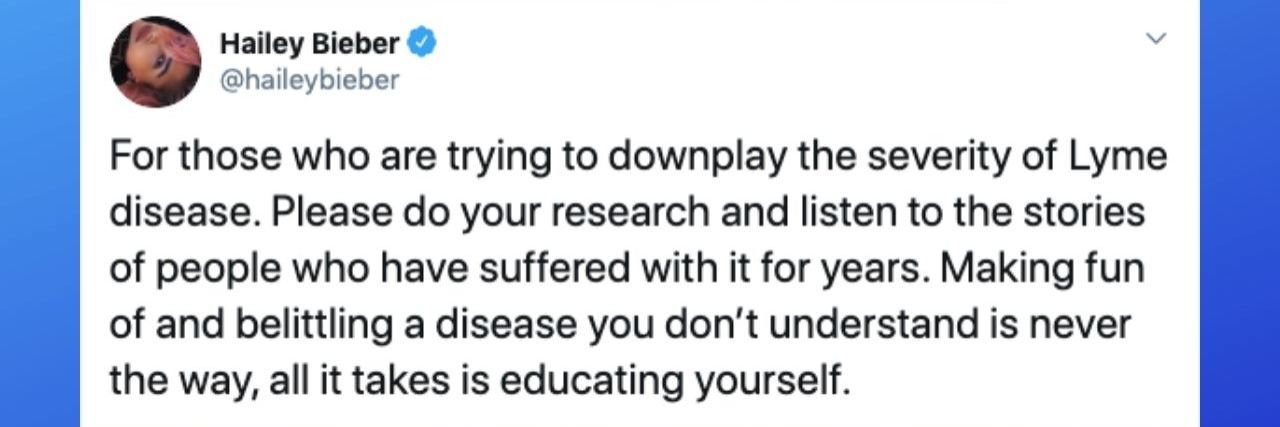 Hailey Baldwin Defends Justin Bieber’s Lyme Diagnosis Online Hailey Baldwin defends Justin Bieber on Twitter