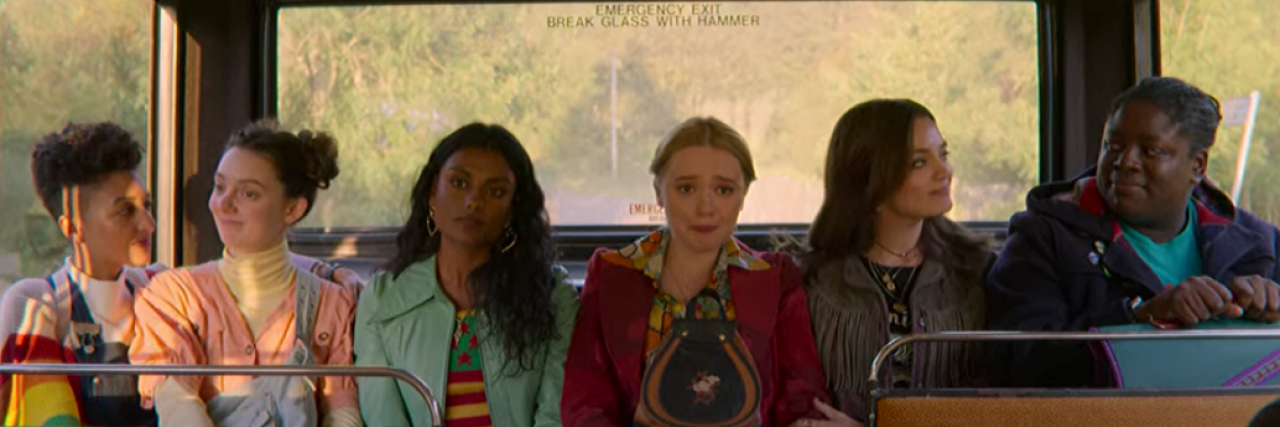 How 'Sex Education' Affected Me As A Survivor of Sexual Abuse Scene from "Sex Education," young girls sit next to each other on the bus.