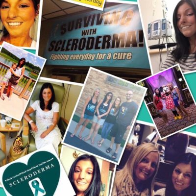Collage of author with friends at scleroderma awareness events
