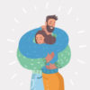 Illustration of a couple hugging each other