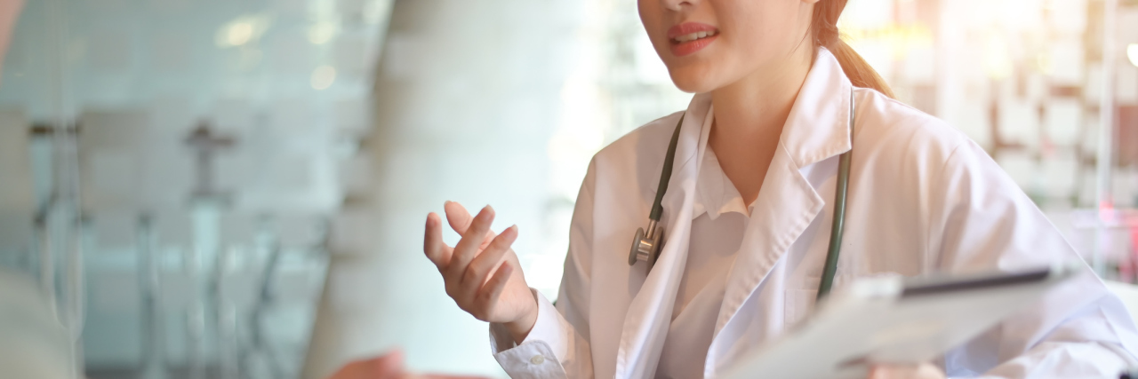 When I Finally Found Doctors Who Knew About Hidradenitis Suppurativa Doctor woman consulting patient sitting at doctor office. prevention of men diseases, healthcare, medical service, consultation, concept.