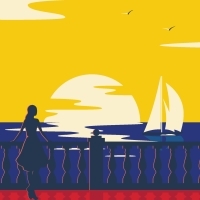 Woman looking at a sailboat at sunset.