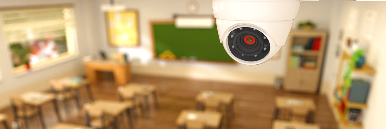 Security camera in classroom at school.