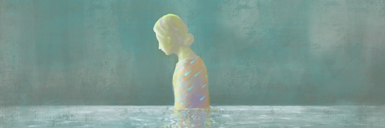 3 Things That Hold People With a Chronic Illness Back From Change watercolor of a woman in water looking down sorrowfully