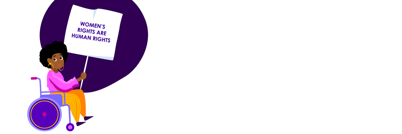 Why Many Women With Disabilities Can't Access Reproductive Health Care Black woman using a wheelchair holding up women's rights sign.