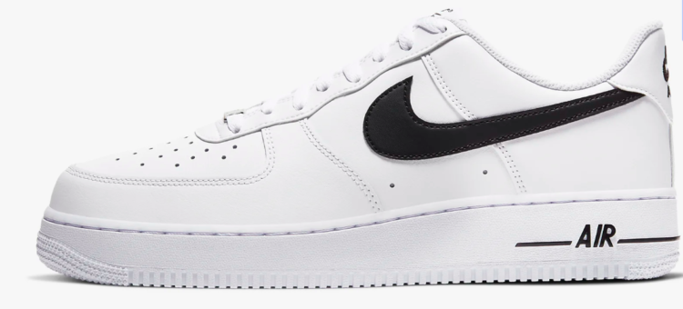 nike air force 1 shoe white with black swoosh