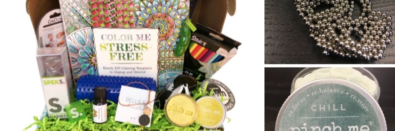 New Subscription Sensory Box Delivers Fidget Fun for Adults Sensory Box items, including therapy dough, the whole box and magnetic fidget