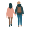 illustration of the back of a guy and girl walking holding hands