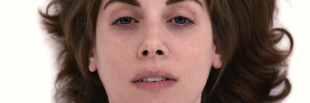 Close up shot of Alison Brie in "Horse Girl"