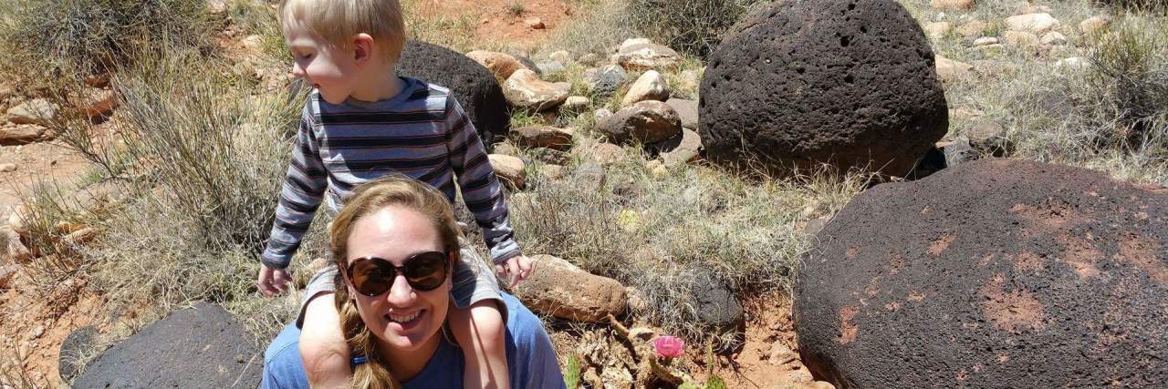 Understanding How My Autistic Child Sees the World Shaunna's son riding on her shoulders.
