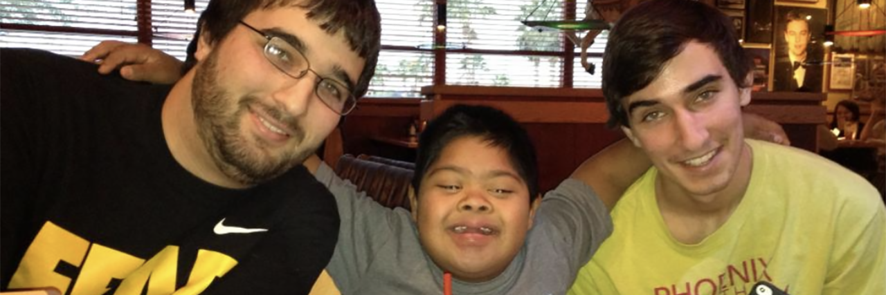 Just Stop Using the R-Word Michelles son hanging out with friends at a restaurant.