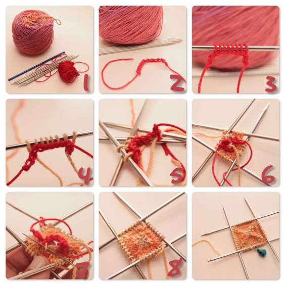 Instructions on how to knit with pink yarn