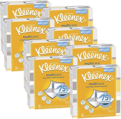 8 pack of Kleenex Multicare Facial Tissues