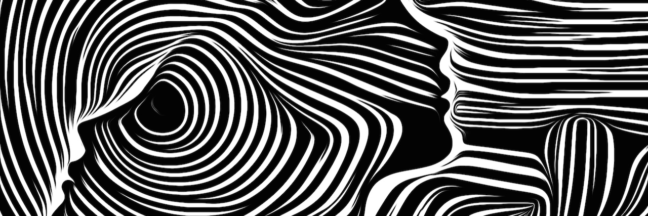 When Mental Illness Means Searching for Acceptance for Myself Abstract drawing of human faces made up of lines and swirls