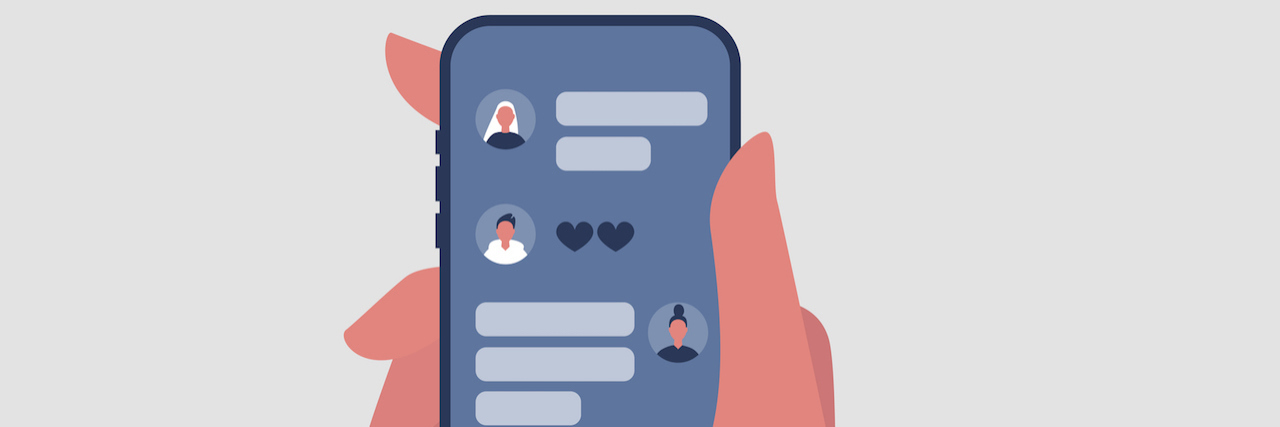 Ideas for When You're Lonely During the COVID-19 Outbreak A woman holding a phone with a conversation on it.