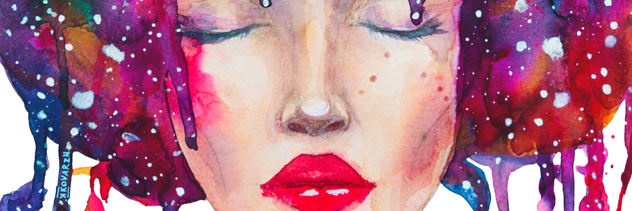 COVID-19 Shows How Change Brings Fear in Society An illustration of a woman with a colorful galaxy around her head