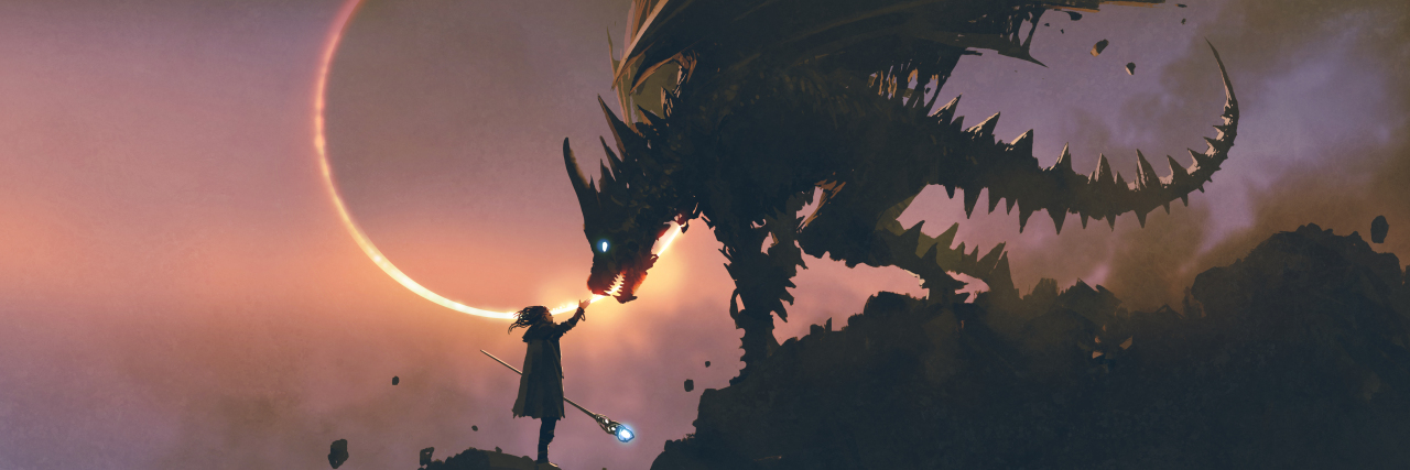 Lessons I've Learned From Life With Chronic Fatigue Syndrome Woman reaching hand towards dragon.