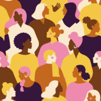 Female diverse faces of different ethnicity illustration
