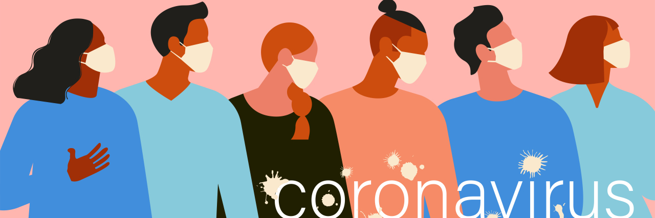 The Mighty Surveyed 12,000: 85% Are More Worried About The Coronavirus women and men with medical face mask.