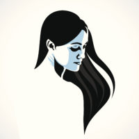 Illustration of a woman looking away
