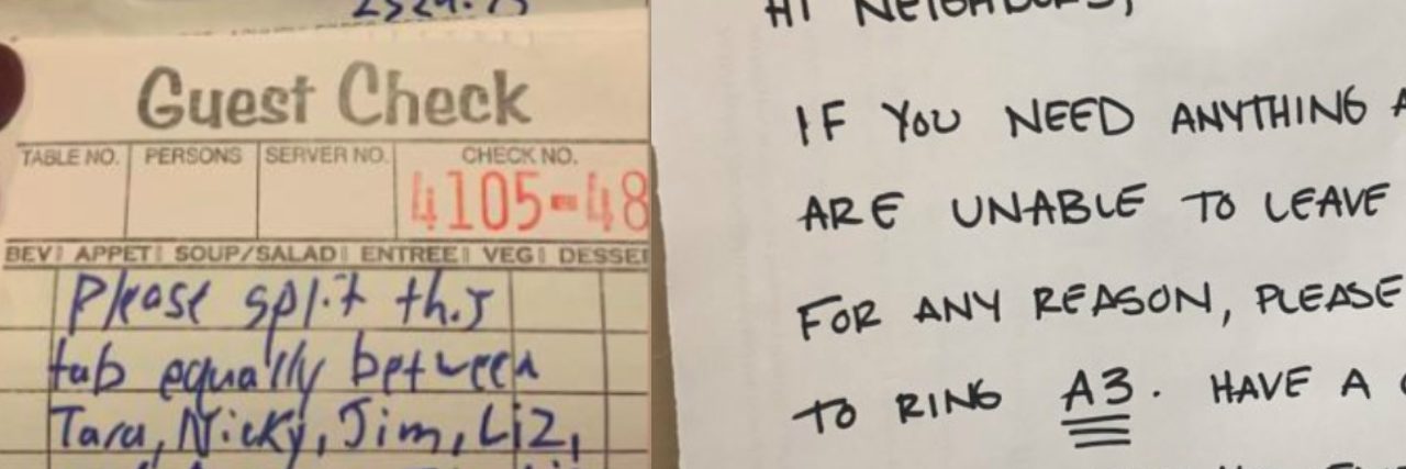Kind Acts That Will Give You Hope During the Coronavirus Outbreak Screenshots of two nice notes posted by people. The notes are cut off.