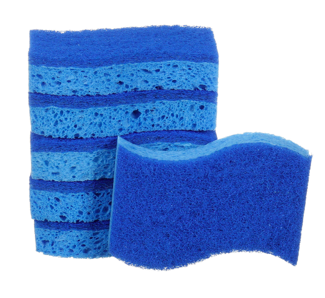 A stack of blue sponges
