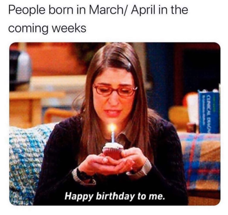 People born in March/April in the coming weeks: image of woman holding cupcake with candle by herslef 