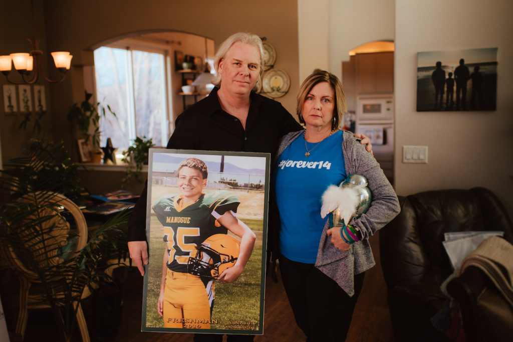 At age 14, Caleb Stenvold was a high school freshman in the gifted and talented program. He ran track and played defensive cornerback on his school’s football team. Just two months into high school ― and four months after Alec’s suicide — Caleb killed himself, on Oct. 22, 2019. (Photo by Lauren Casto for KHN)
