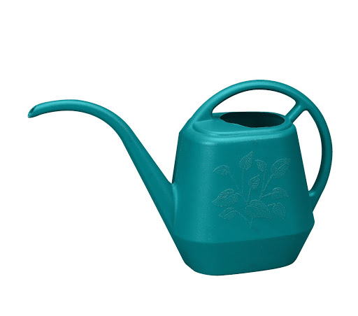 A teal watering can