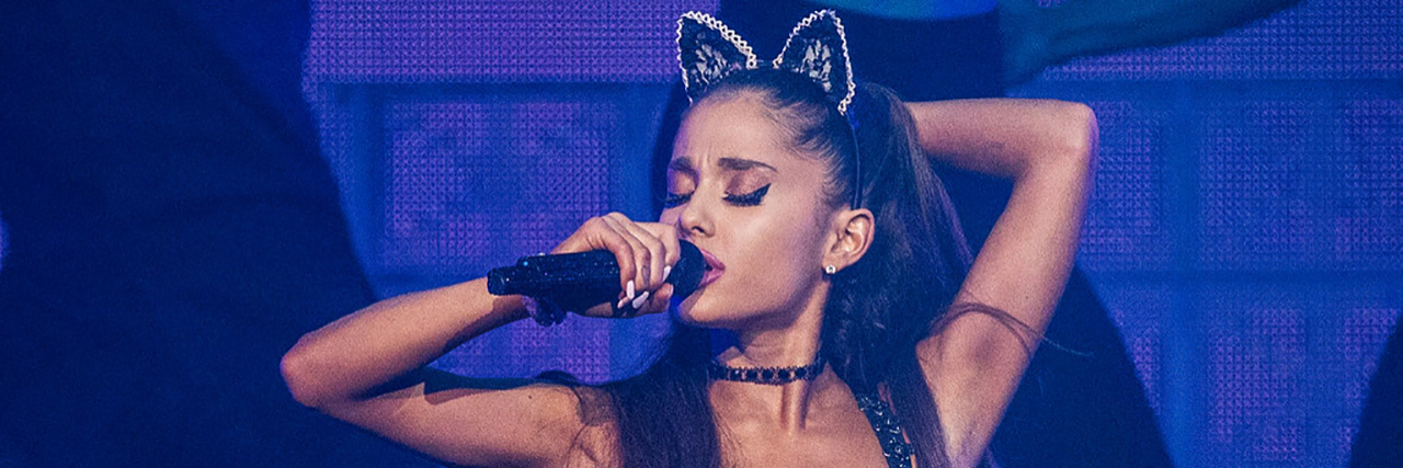 Ariana Grande Expresses Anxiety Visiting U.K. After Manchester Bombing Ariana Grande performs onstage while wearing bunny ears