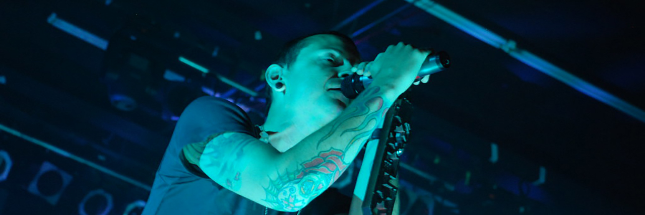 Chester Bennington singing onstage