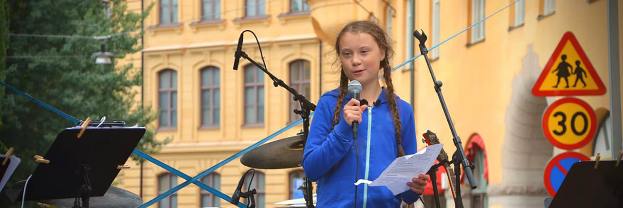 Greta Thunberg speaks at a rally