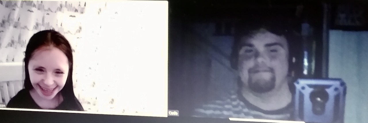 Helping People With Disabilities Build Friendships During Coronavirus Yassy and Caden on video chat.