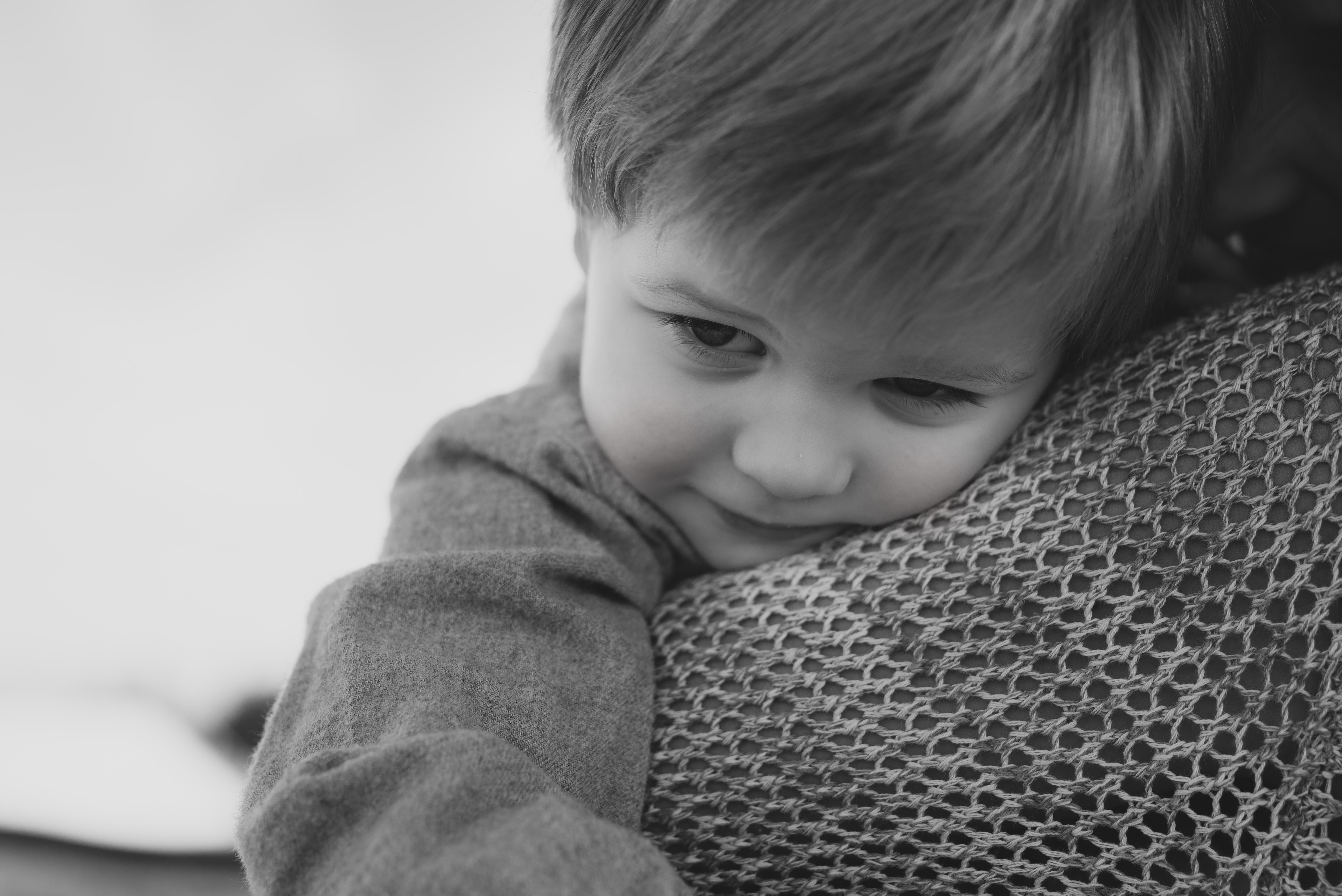 Lauren's son, black-and-white image.