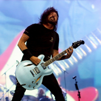Dave Grohl of the Foo Fighters performing at a concert
