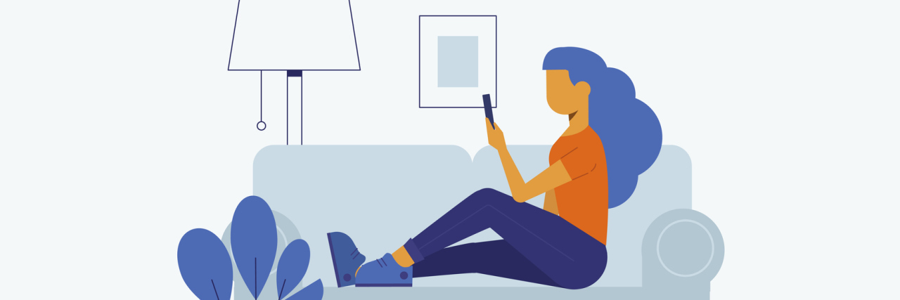 How to Improve Your Telemedicine Mental Health Sessions Illustration of young woman on couch with a phone