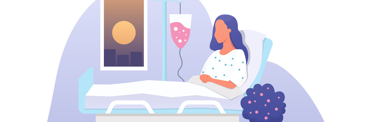 Preparing for a Hospital Admission With Rare Disease During COVID-19 Illustration of woman lying in hospital bed