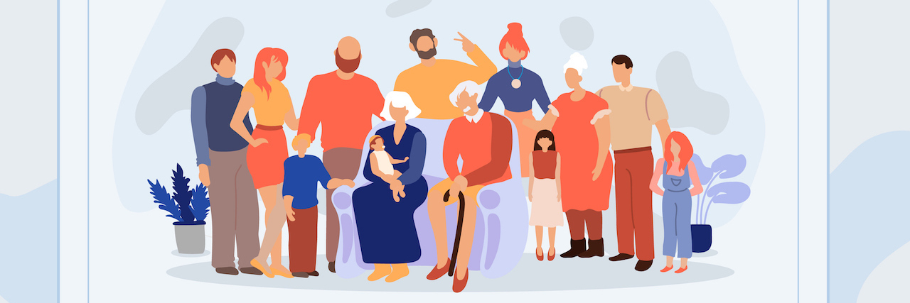 Tips for Living With Your Parents During the COVID-19 Pandemic Illustration of a family portrait